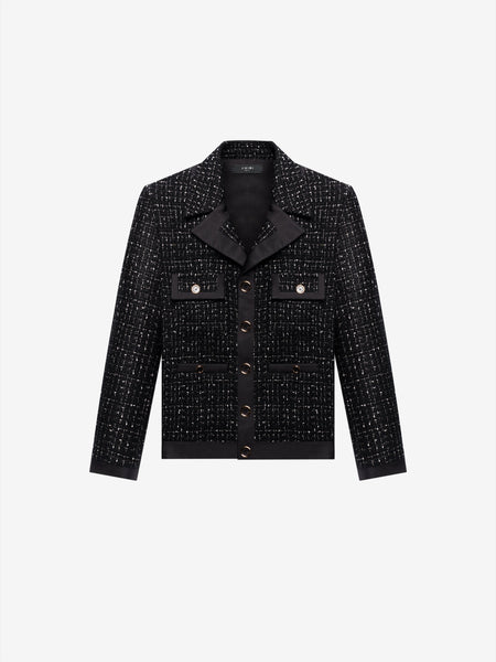 Boucle Cropped Jacket - Black/Black