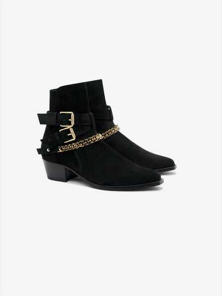 SUEDE JODHPUR CHAIN BOOT BLACK